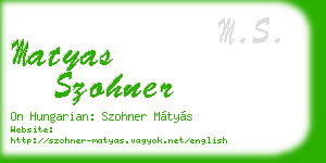 matyas szohner business card